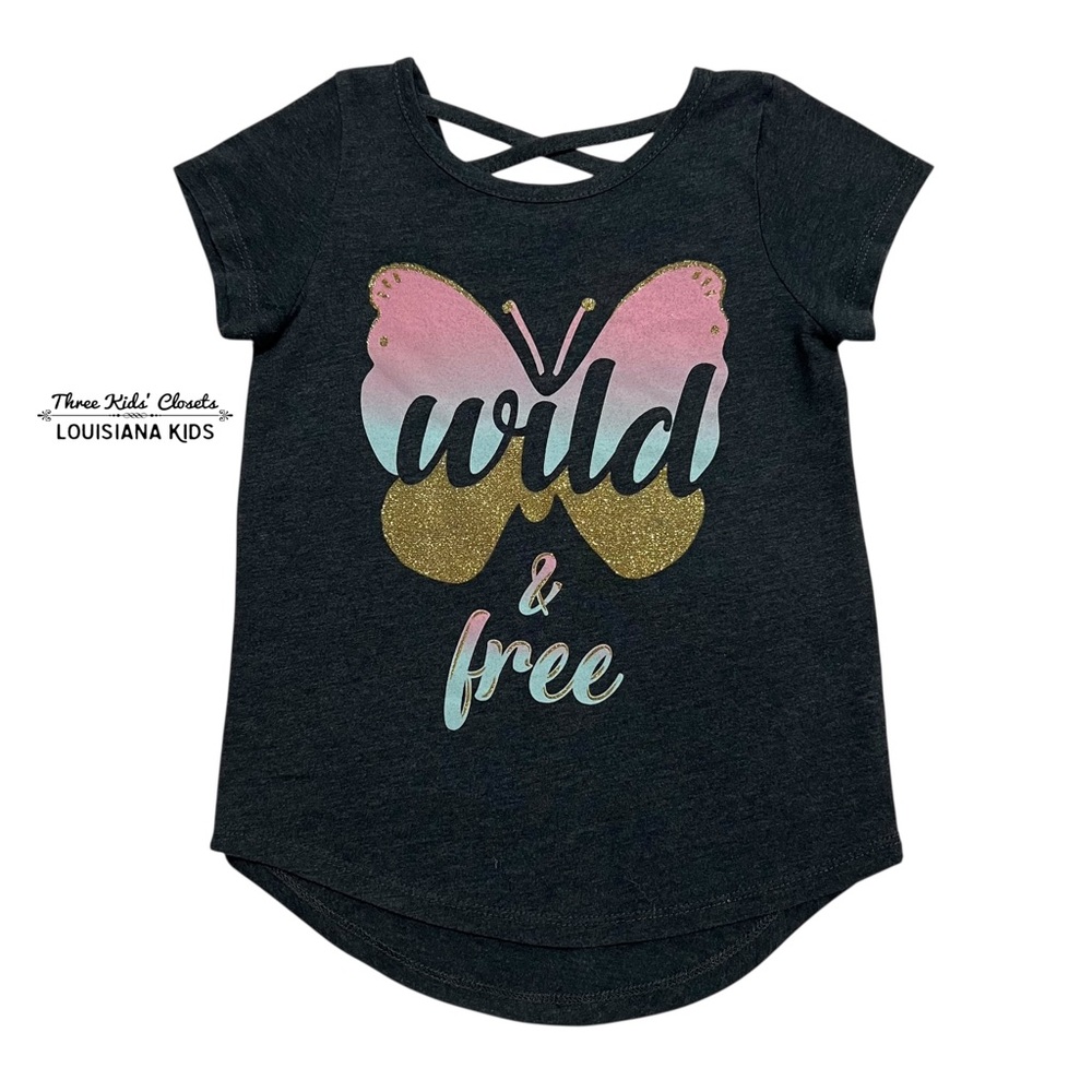 Jumping Beans 4Y Grey 'Wild & Free' Butterfly T-Shirt